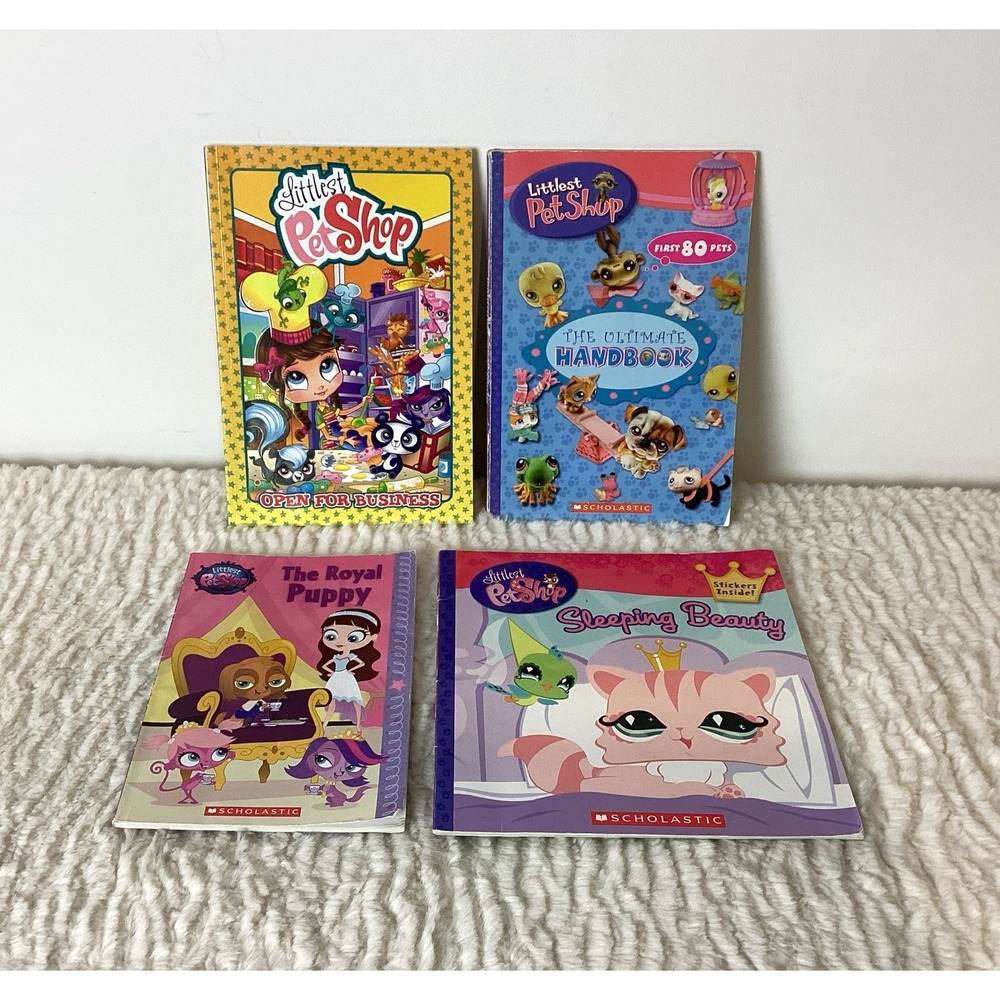 Littlest Pet Shop Books Lot of 4 Stories Handbook Stickers Paperback LPS